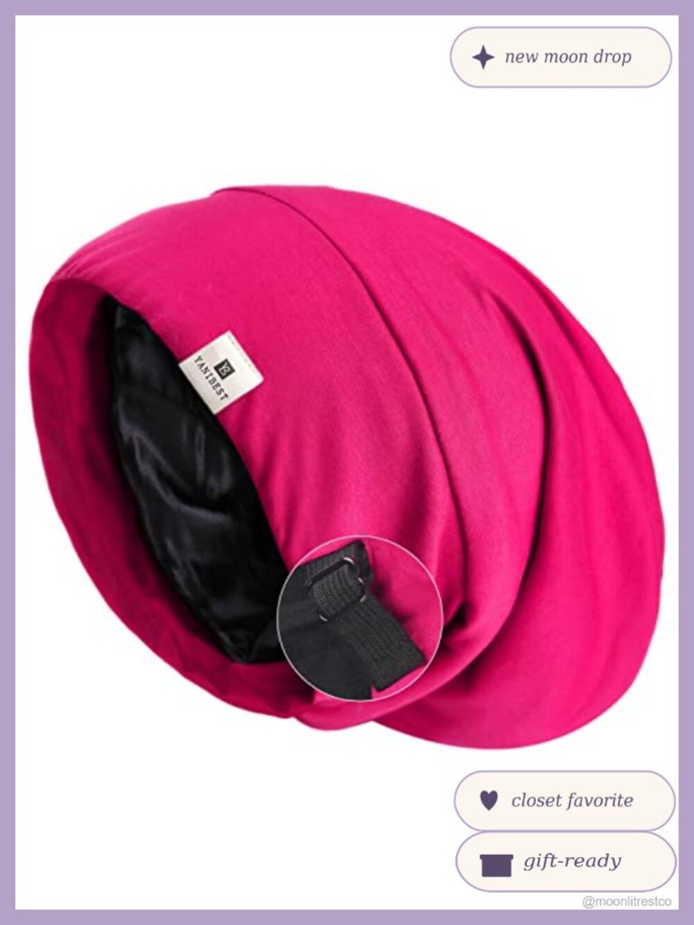 Satin Lined Slouchy Beanie Sleep Cap Adjustable Strap Chemo Headwear